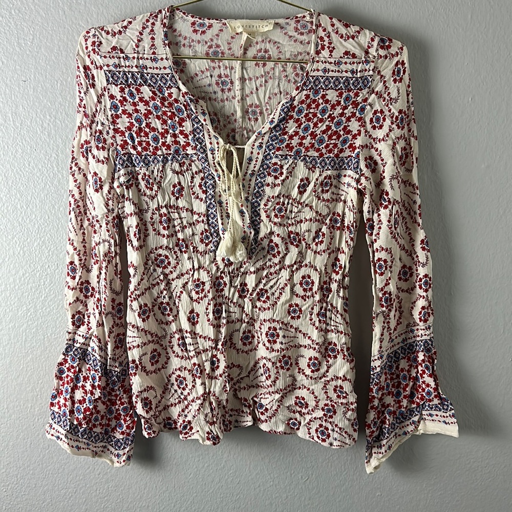 Lovestitch Boho Paisley Tassle Tie Top